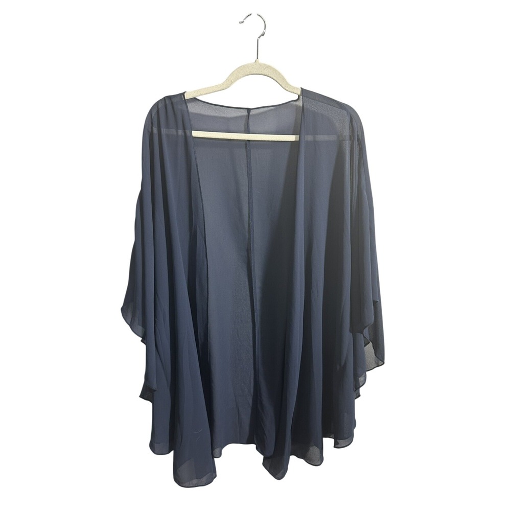 Emery Rose Women's 1XL Open Blue Lightweight Flowy Shawl Cardigan | SKU 0879